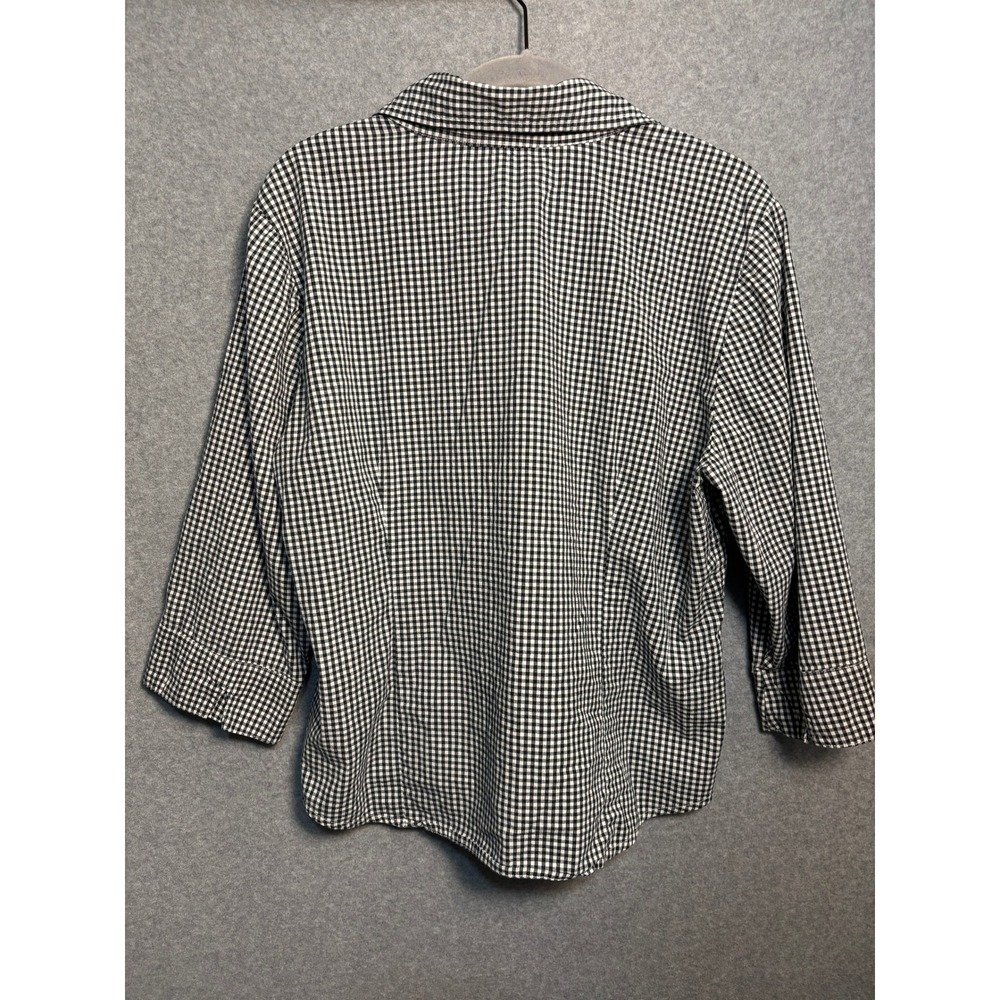 Real Comfort Gingham Button Front Blouse Womens PM Cottagecore Academia Top - Picture 6 of 8